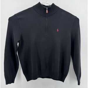 Polo Ralph Lauren Men's Sweater Long Sleeve 1/4 Zip BlackClassic Fit Size XXL